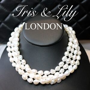 Iris & Lily London Genuine Baroque Pearl Necklace Lariat